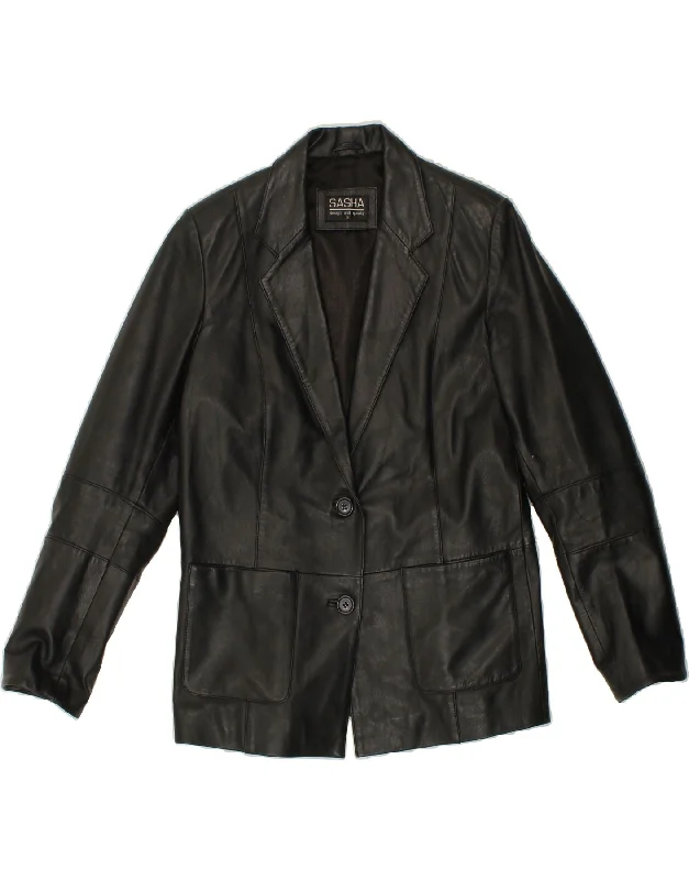 Women's Vintage Attire SASHA Womens Leather Jacket UK 12 Medium Black Leather