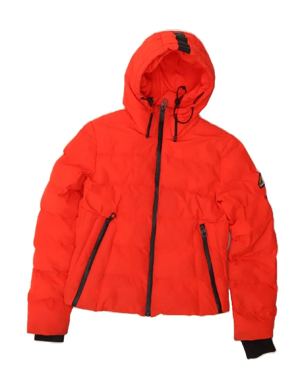 Shop Ladies Clothes SUPERDRY Womens Hooded Padded Jacket UK 8 Small  Red Polyester