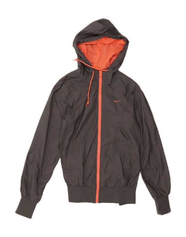 Women's Date Night Outfit NIKE Womens Hooded Rain Jacket UK 10 Small Grey Polyester