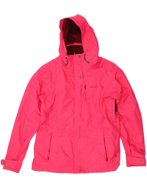 Chic And Comfortable COLUMBIA Womens Hooded Rain Jacket UK 16 Large Pink Nylon