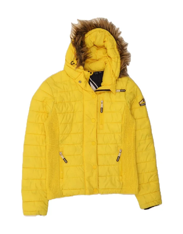 Women's Outfit For The Office SUPERDRY Womens Hooded Padded Jacket UK 10 Small Yellow Polyester Women's Outfit For The Office SUPERDRY Womens Hooded Padded Jacket UK 10 Small Yellow Polyester