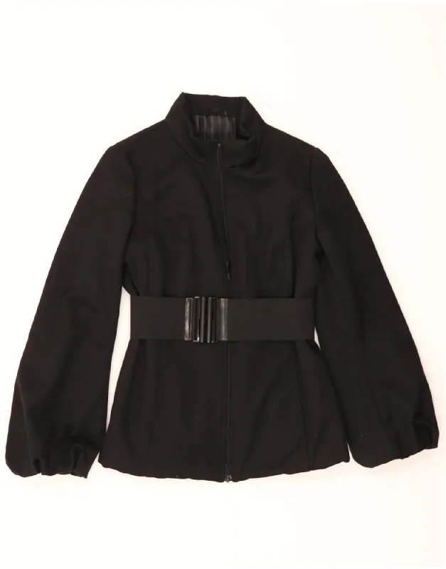 Women's Clothes Online Shopping BENETTON Womens Windbreaker Jacket IT 44 Medium Black Polyester