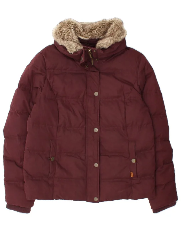 Edgy Fashion FAT FACE Womens Padded Jacket UK 12 Medium Maroon Polyester