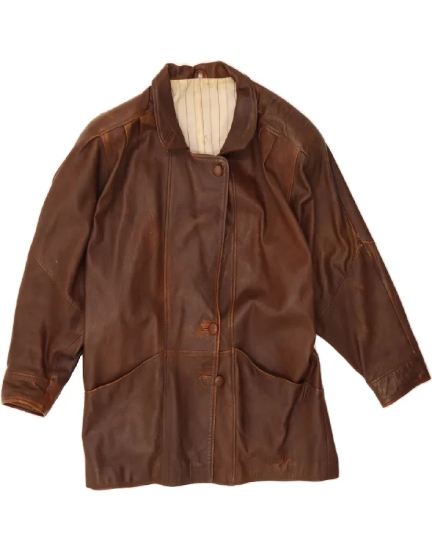 Fashionable Women's Wardrobe VINTAGE Womens Leather Jacket UK 14 Medium Brown