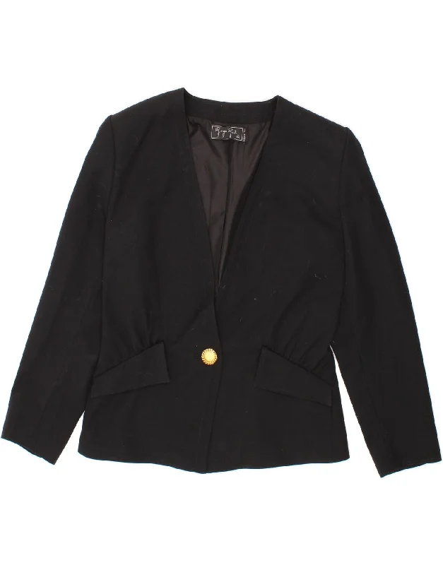 Women's Formal Event Clothing GIORGIO GRATI Womens 1 Button Blazer Jacket IT 42 Medium Black Wool