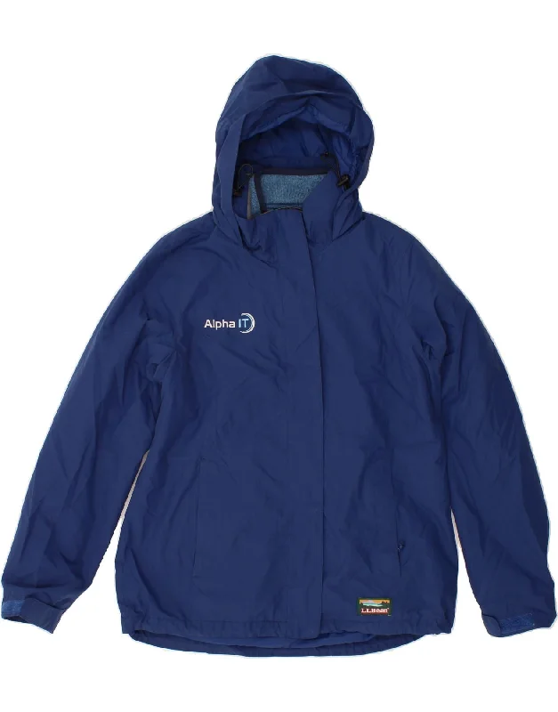 Women's Seasonal Apparel L.L.BEAN Womens Oversized Hooded Windbreaker Jacket UK 6 XS Blue Polyester