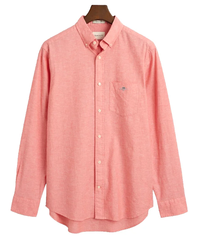 Affordable Trendy Clothes For Women Regular Fit Cotton Linen Shirt - Sunset Pink