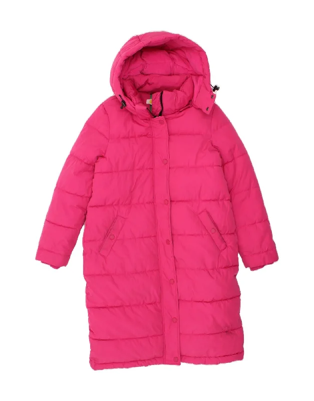 Women's Resort Apparel BODEN Womens Hooded Padded Coat UK 12 Medium Pink Polyester