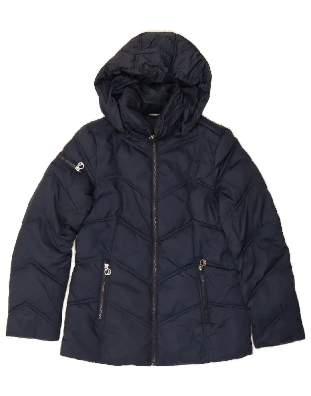 Women's High-Fashion Apparel NAUTICA Womens Hooded Padded Jacket UK 14 Medium Navy Blue Polyester