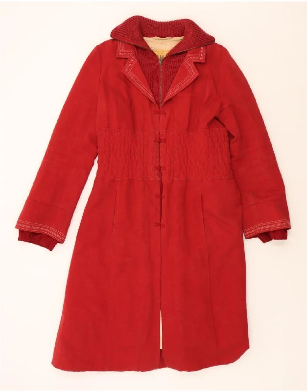 Women's Stylish Vacation Attire NOA NOA Womens Overcoat UK 14 Medium Red Cotton
