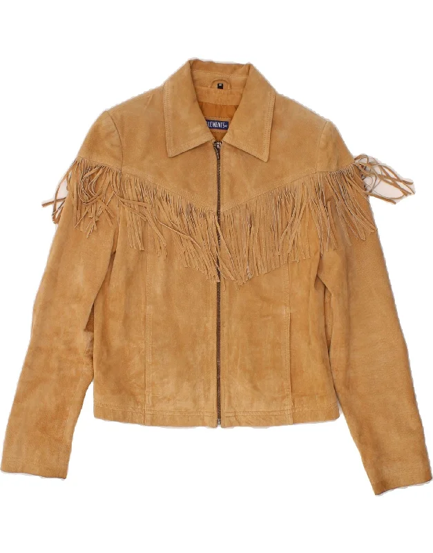 Women's Sports Apparel ELEMENTS Womens Leather Jacket EU 40 Medium Beige Leather