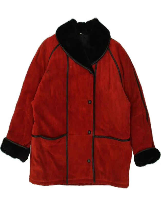Women's Evening Clothes VINTAGE Womens Shearling Coat EU 40 Medium Red