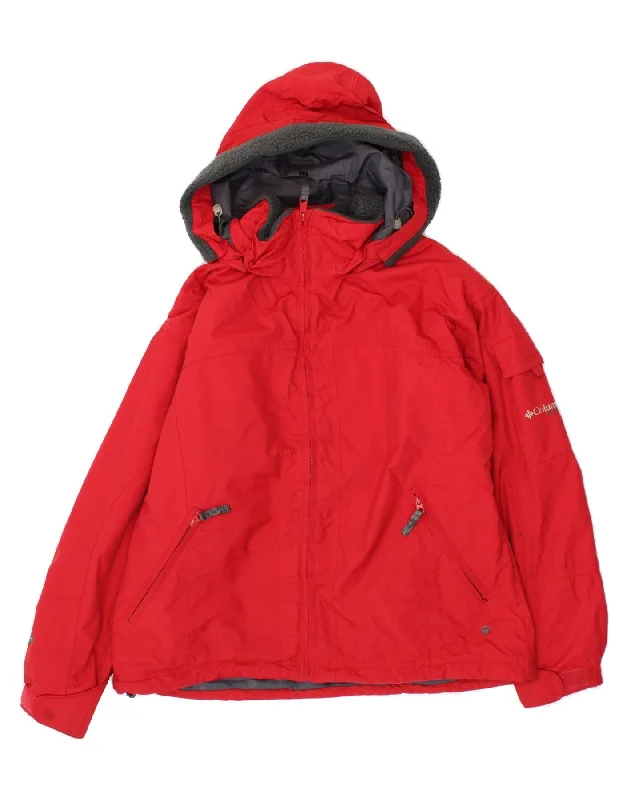 Women's Evening Wear COLUMBIA Womens Hooded Windbreaker Jacket UK 18 XL Red Nylon