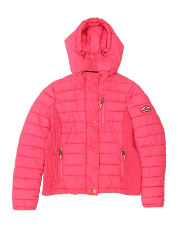 Comfortable Women's Apparel SUPERDRY Womens Hooded Padded Jacket UK 14 Large Pink Polyester Comfortable Women's Apparel SUPERDRY Womens Hooded Padded Jacket UK 14 Large Pink Polyester