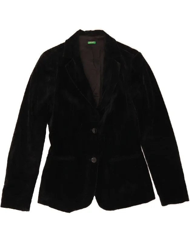Charming Women's Holiday Apparel BENETTON Womens Velvet 2 Button Blazer Jacket IT 42 Medium Black Cotton Charming Women's Holiday Apparel BENETTON Womens Velvet 2 Button Blazer Jacket IT 42 Medium Black Cotton