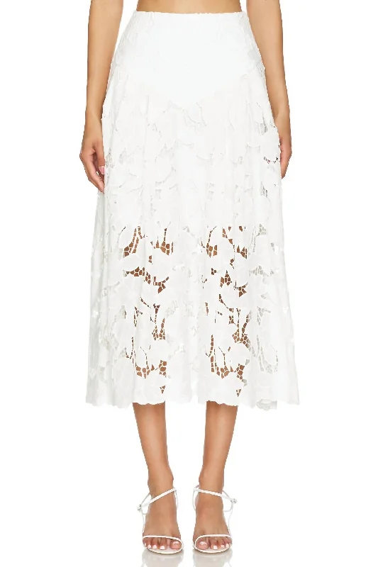 Women's Functional Outdoor Garments Women's Urban Fashion Artemisa Midi Lace Skirt In White