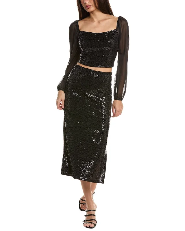 Women's Clothes And Garments Evening Looks Bebe Sequined Top & Pencil Skirt Set
