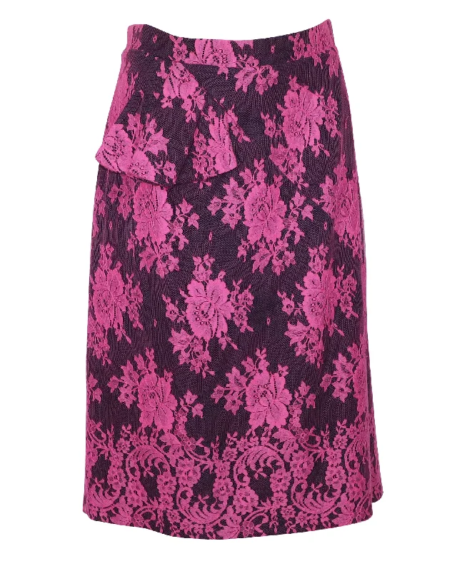 Boho Chic Fashion Anniversary Sale Erdem Shawna Floral Lace Skirt in Pink Viscose