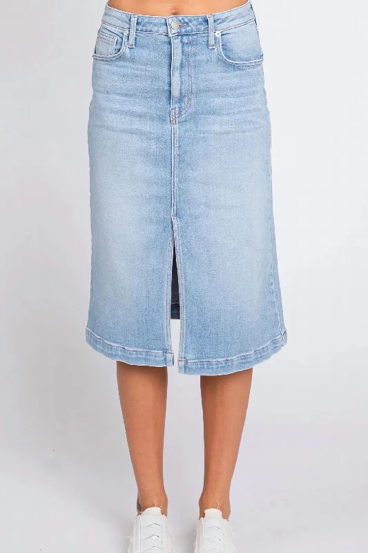 Workwear Fashion for Women Special Offer For You Front Slit Midi Skirt In Light Denim