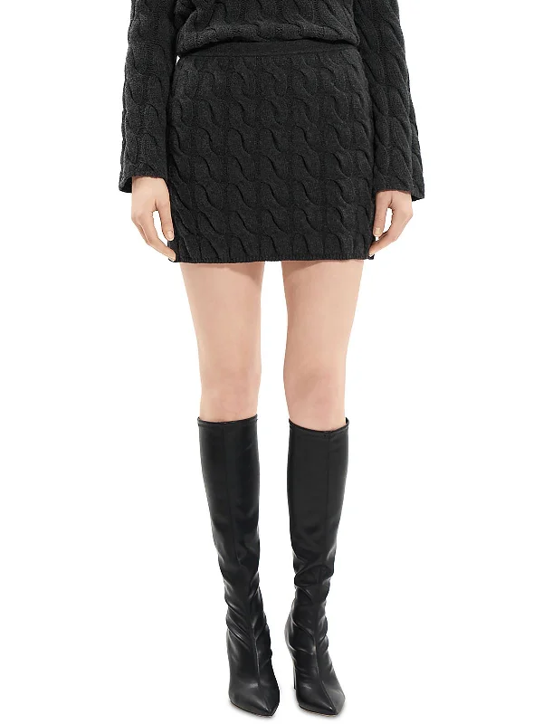 Women's Activewear Attire Wardrobe Essentials Petites Womens Wool Blend Above Knee Mini Skirt