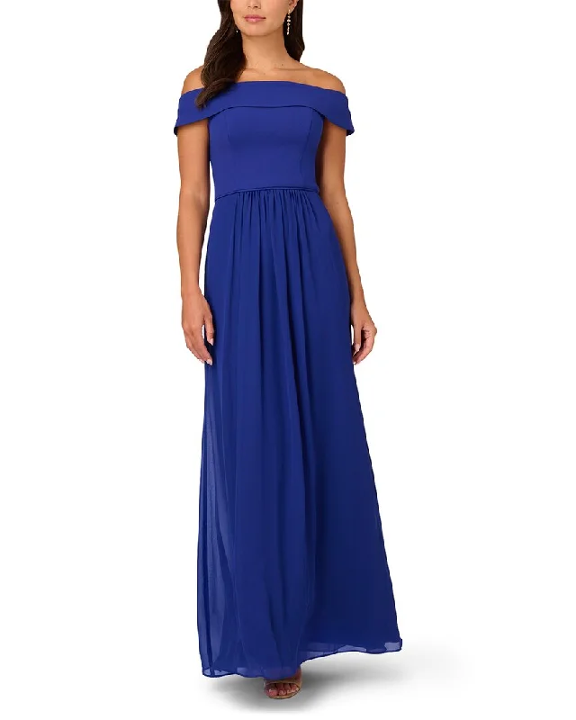 Stylish Spring Fashion Adrianna Papell Crepe Chiffon Gown