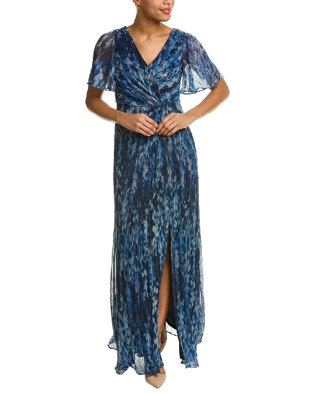 Seasonal Trends Adrianna Papell Metallic Crinkled Mesh Gown