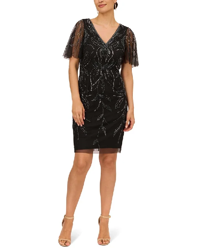 Hot Trends Adrianna Papell Sheath Lace Midi Dress
