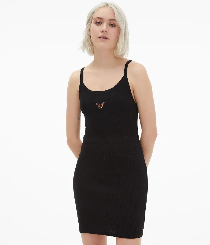 Unleash Your Trendy Side Aeropostale Women's Solid Scoop-Neck Embroidered Bodycon Dress