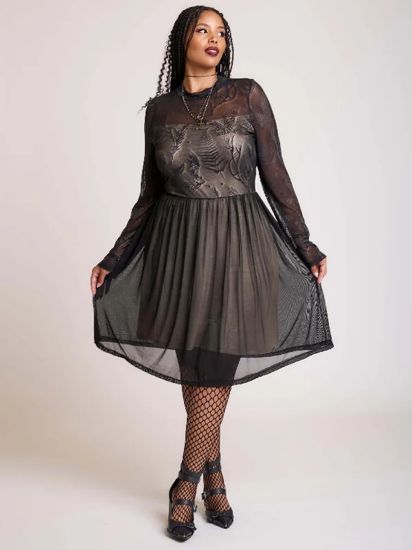 Cottagecore Rustic Charm Style Bat Mesh Dress