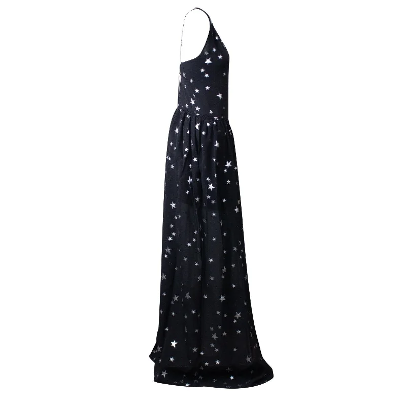 Hot Trends Black Stars Fil Coupe Halter Dress
