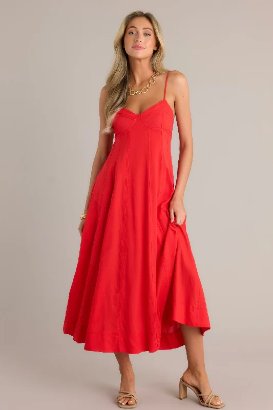 The Latest Fashion Trends Celestial Beauty Red Bustier Maxi Dress