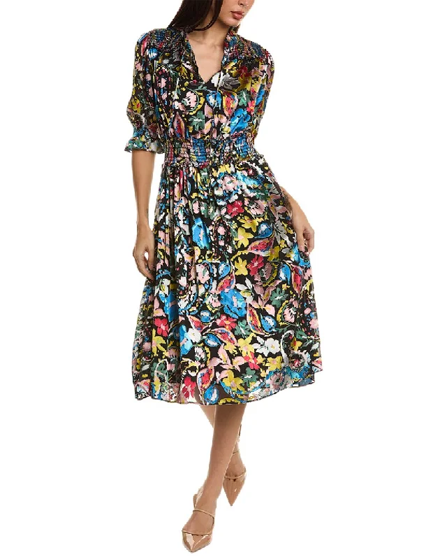 Flowing Silhouette Elie Tahari The Althea Silk-Blend Dress