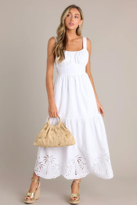 Big Discounts Garden Breeze Cotton White Eyelet Midi Dress