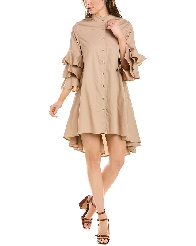 Early Access To Art Deco Styles Sale Gracia Layered Ruffle Sleeve Shirtdress