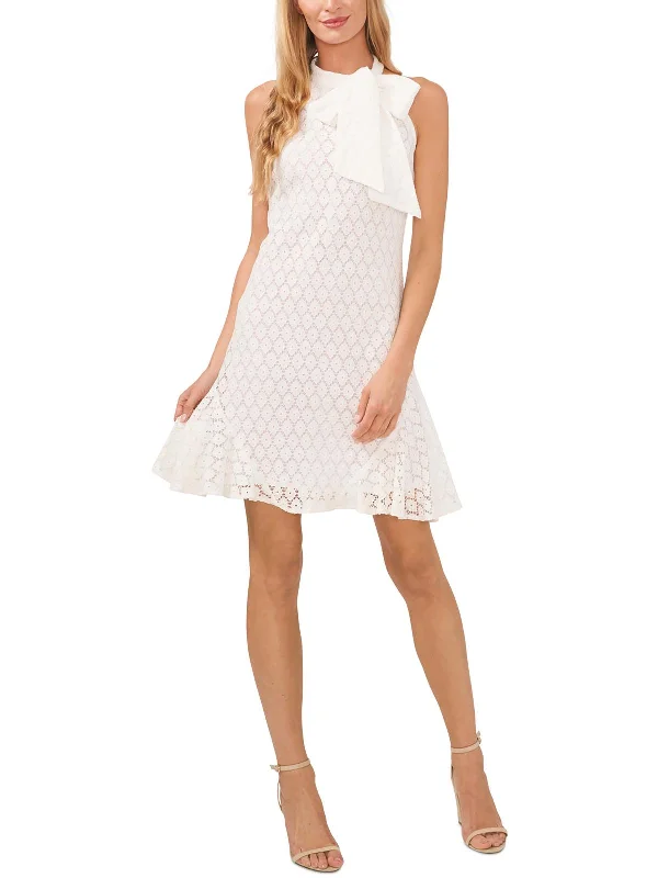Minimalist Chic Lace Hi-Low Halter Dress