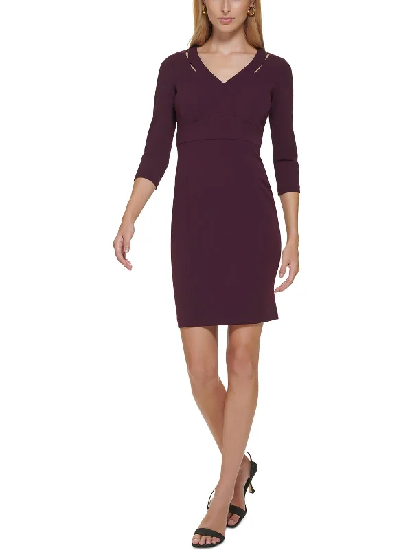 Vintage Charm Petites Womens Panel Mini Sheath Dress