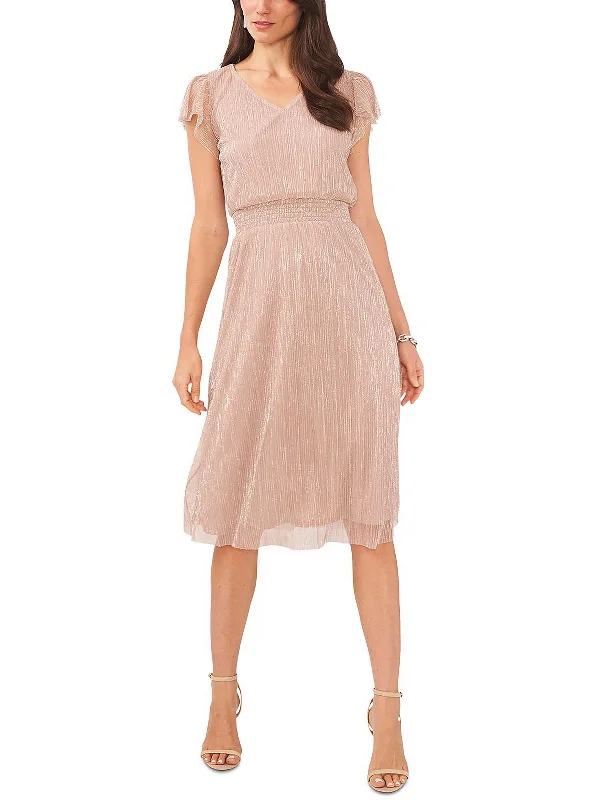 Urban Femme Streetwear Petites Womens Smocked Midi Cocktail and Party Dress
