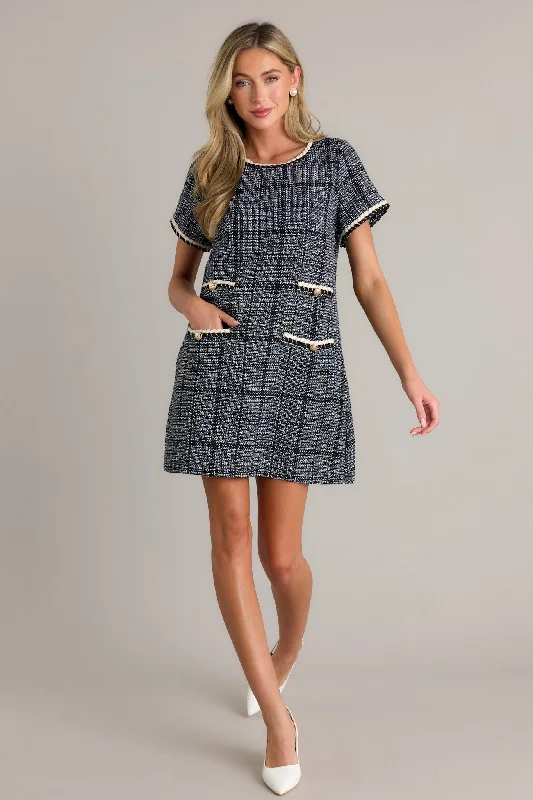 Unleash Your Style Take My Word Navy Tweed Mini Dress