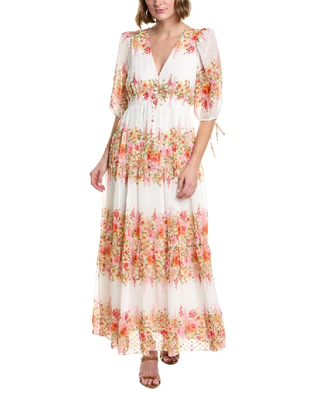 Sleek Design Taylor Printed Swiss Dot Chiffon Maxi Dress