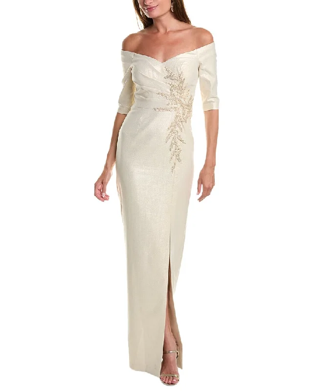 Summer Fashion Teri Jon by Rickie Freeman Off-The-Shoulder Column Gown