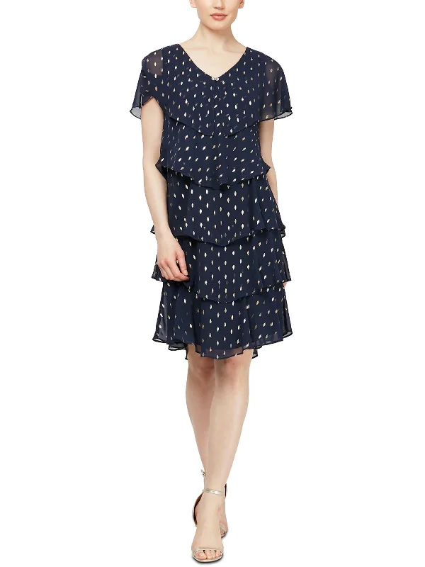 Coastal Beach - Inspired Style Womens Chiffon Polka Dot Cocktail and Party Dress