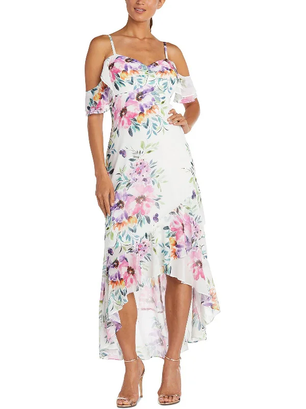 Elegant Attire For The Modern Lady Womens Floral Hi-Low Evening Dress