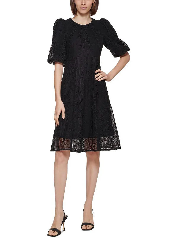 Vibrant Prints Womens Lace Knee Fit & Flare Dress