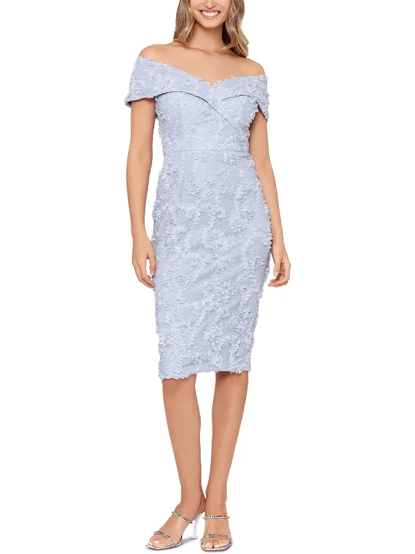 Limited Time Flash Sale Womens Lace Overlay Knee Length Bodycon Dress