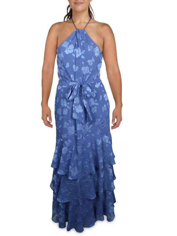 Romantic Date - Night Ensemble Womens Maxi Adjustable Halter Dress