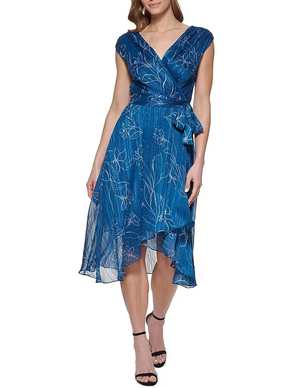 Chic And Trendy Womens Metallic Knee Wrap Dress