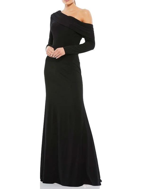 Versatile Wardrobe Essentials Womens One Shoulder Pleated Evening Dress