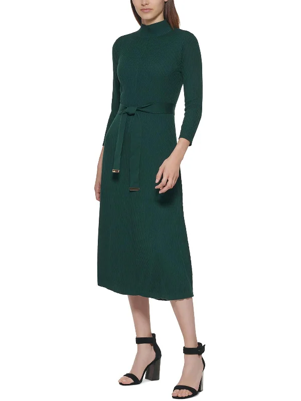 Trendy Street Style Womens Ribbed Tea Sweaterdress