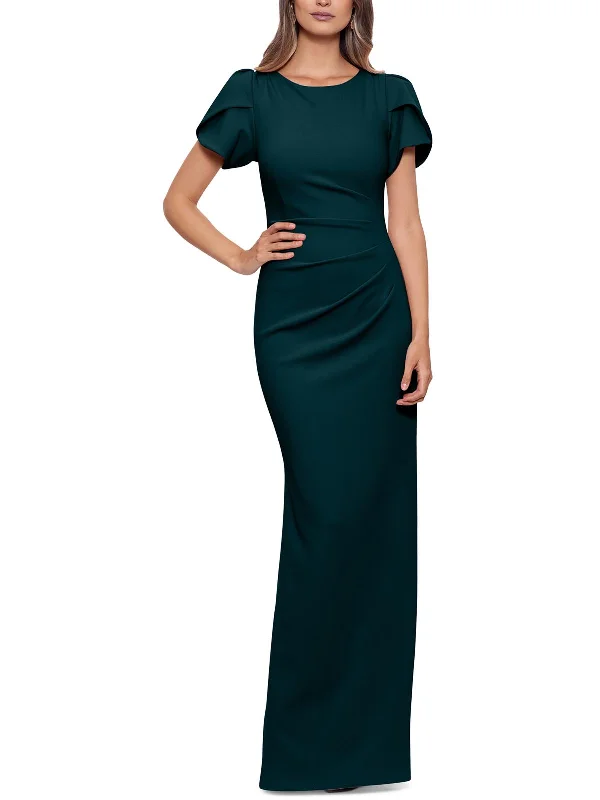Premium Style Womens Ruched Pleated Evening Dress