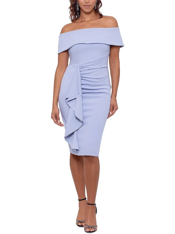 Chic Style Womens Ruffled Knee Sheath Dress